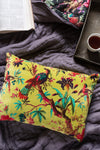 Lime Bird Of Paradise Velvet Cushion Cover