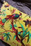 Lime Bird Of Paradise Velvet Cushion Cover