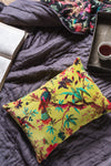 Lime Bird Of Paradise Velvet Cushion Cover