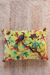 Lime Bird Of Paradise Velvet Cushion Cover