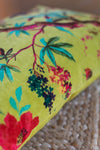 Lime Bird Of Paradise Velvet Cushion Cover