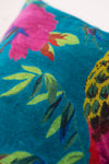 Blue Bird of Paradise Cotton Velvet Cushion Cover