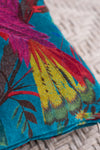 Blue Bird of Paradise Cotton Velvet Cushion Cover