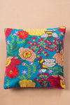 Embroidered Flowers & Bees Cotton Cushion Cover