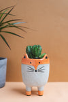 Abstract Fox Earthenware Planter