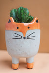 Abstract Fox Earthenware Planter