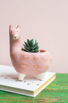 Dusty Rose Llama Earthenware Planter