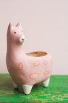 Dusty Rose Llama Earthenware Planter