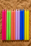 Summer Set of Twelve Coloured Dinner Candles