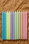 Spring Set of Twelve Coloured Dinner Candles