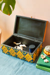 Navy Lemons Hand Painted Storage Box