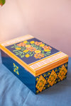 Navy Lemons Hand Painted Storage Box