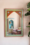 Red & Blue Hand Painted Arched Mirror