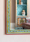 Red & Blue Hand Painted Arched Mirror