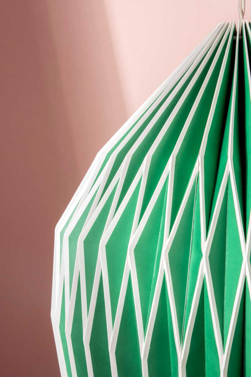 Neon Green Paper Lampshade Handmade and Fairtrade Ian Snow