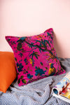 Cerise Bird of Paradise Cotton Velvet Cushion Cover