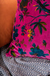 Cerise Bird of Paradise Cotton Velvet Cushion Cover