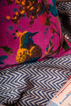 Cerise Bird of Paradise Cotton Velvet Cushion Cover