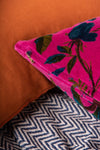 Cerise Bird of Paradise Cotton Velvet Cushion Cover