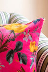 Coral Bird of Paradise Cotton Velvet Cushion Cover