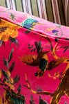 Coral Bird of Paradise Cotton Velvet Cushion Cover