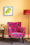 Cerise Bird of Paradise Velvet Armchair