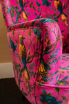 Cerise Bird of Paradise Velvet Armchair