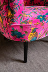 Cerise Bird of Paradise Velvet Armchair