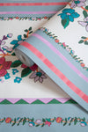 Ether Blue Floral Stripe Wallpaper