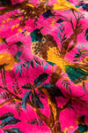 Coral Bird of Paradise Velvet Fabric by the Metre