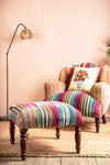 Striped Velvet Footstool