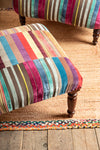 Striped Velvet Footstool