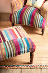 Striped Velvet Footstool