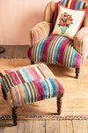 Striped Velvet Footstool