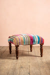 Striped Velvet Footstool