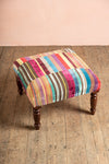 Striped Velvet Footstool