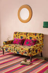 Mustard Tree of Life Velvet Two Seater Sofa
