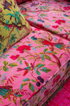 Milla Pink Bird of Paradise Velvet Sofa