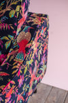 Florence Black Bird of Paradise Velvet Sofa