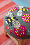 Embroidered Bees Footstool