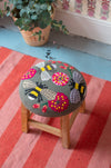 Embroidered Bees Footstool