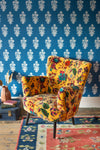 Mustard Tree of Life Velvet Armchair