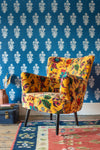 Mustard Tree of Life Velvet Armchair