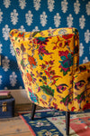 Mustard Tree of Life Velvet Armchair