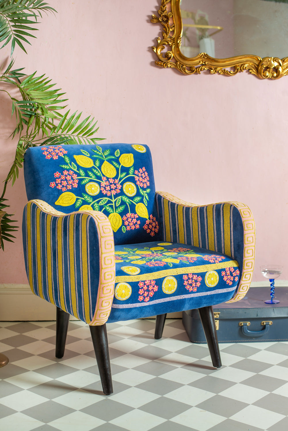 The Lemons Velvet Embroidered Chair