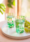 Set of Two Green Highball Glasses