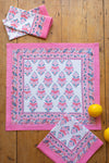 Set of 4 Pink City Block Print Napkins