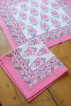 Set of 4 Pink City Block Print Napkins