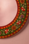 Green Round Hand Painted Floral Mirror