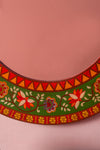 Green Round Hand Painted Floral Mirror